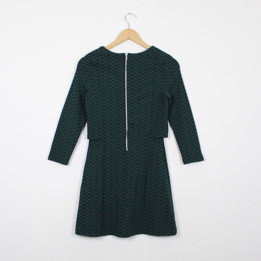 Topshop Geo Print Notch Overlay 3/4 Sleeve Mini Dress - Picture 10 of 14